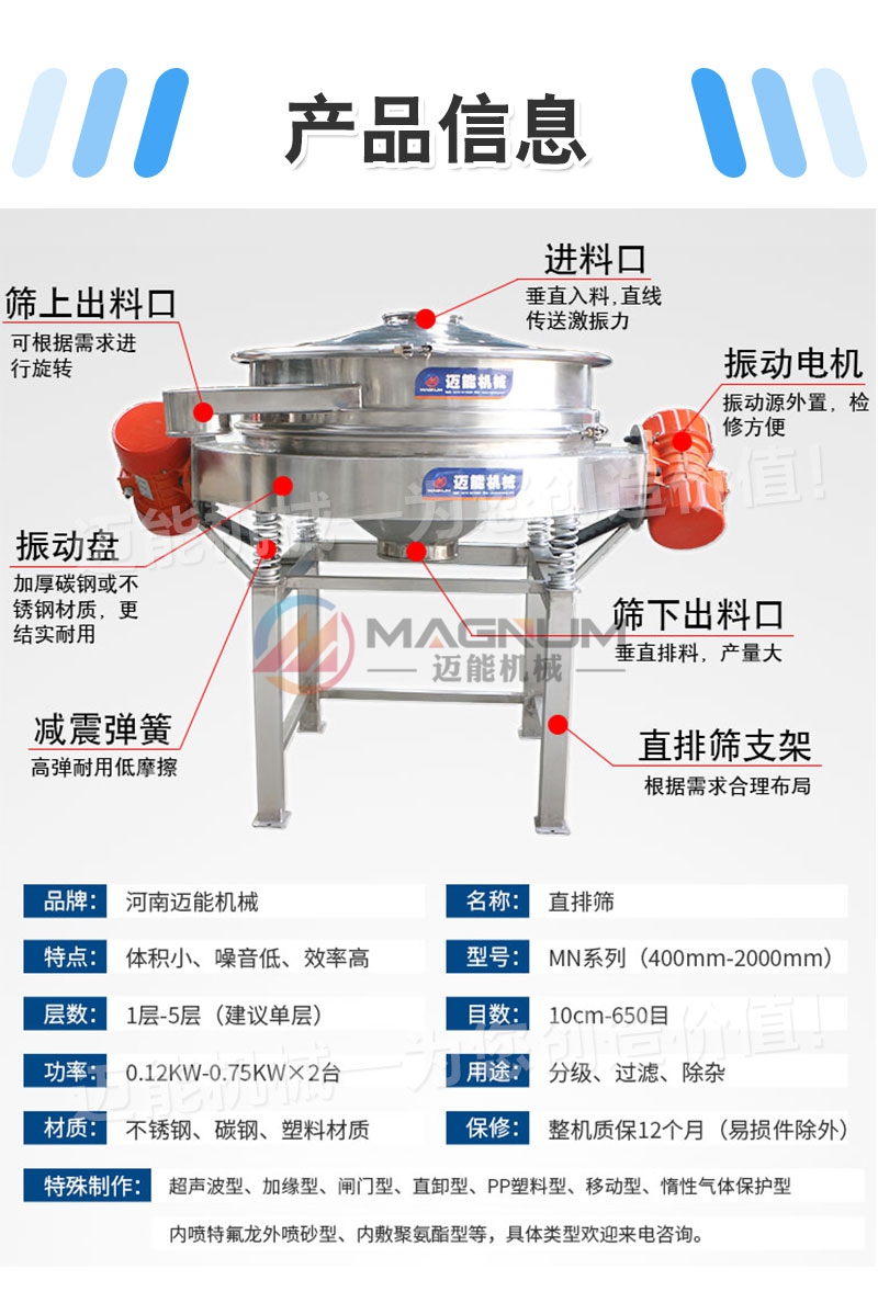 鉛粉直排式振動(dòng)篩